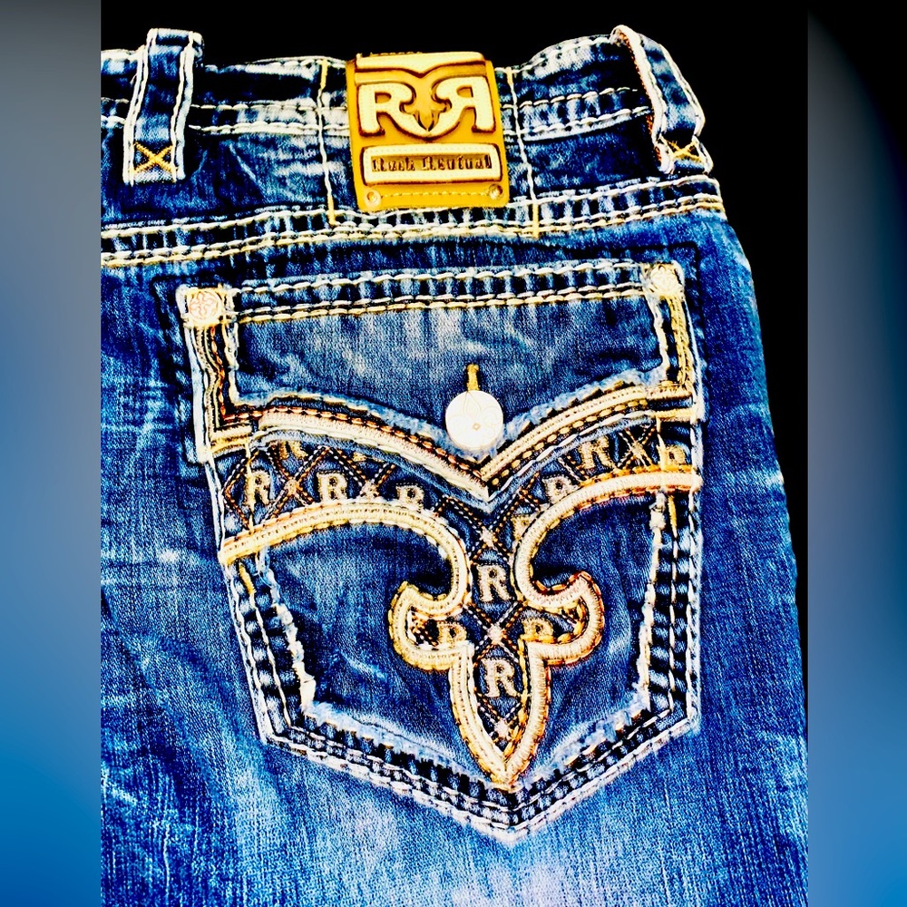Rock Revival Indigo Jeans with Orange/sliver Stitching